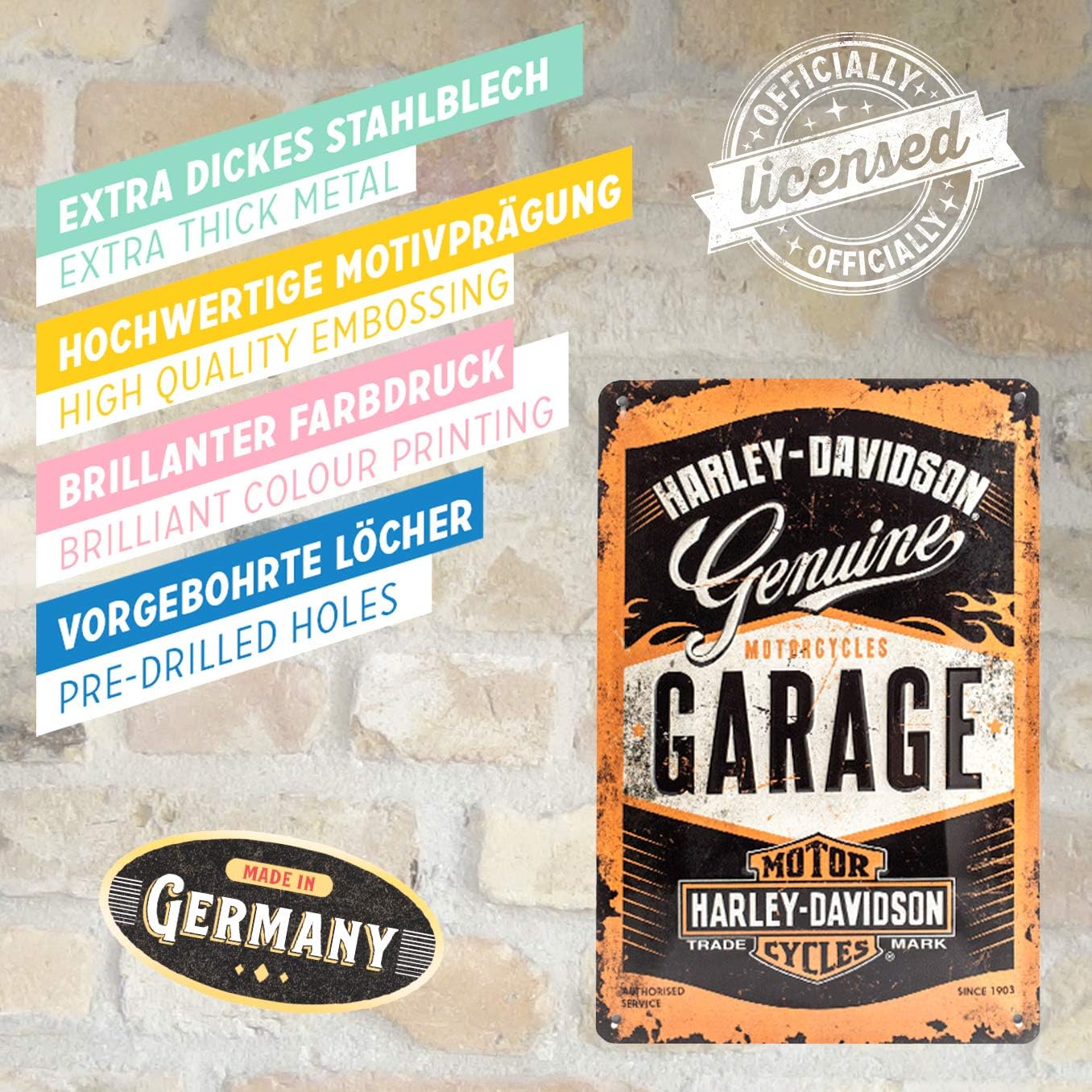 Nostalgic-Art Retro Tin Sign, Harley-Davidson Garage, Gift idea for motorcycle fans Metal Plaque - Image 5