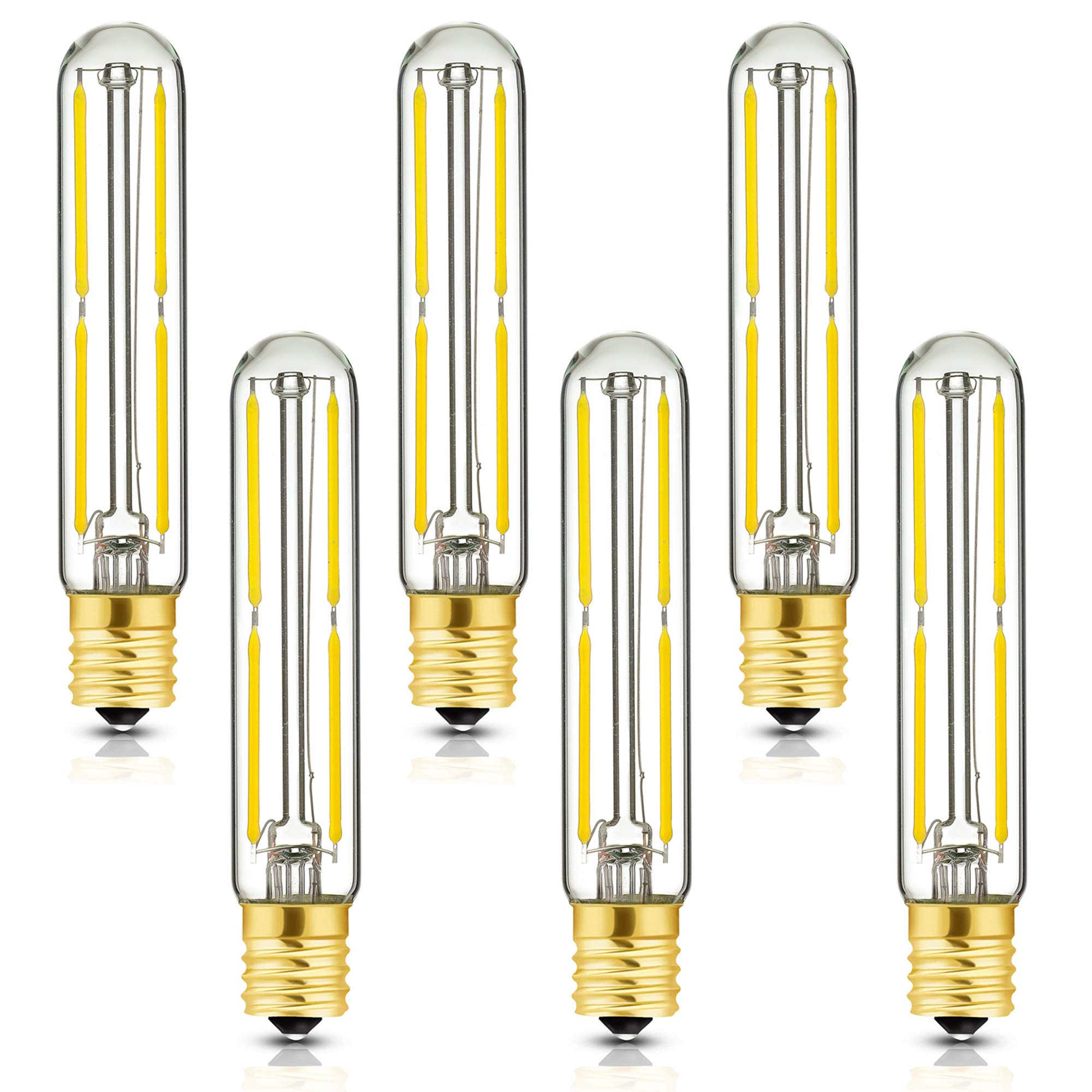 Photo 1 of E17 LED T6.5 Tubular Filament Bulb,Dimmable 4W Led Tube Bulbs, 500lm, 4000K Daylight, 40 Watt Incandescent Bulb Equivalent, for Exit Sign Light, Refrigerator, Freezer, 6 Pack.