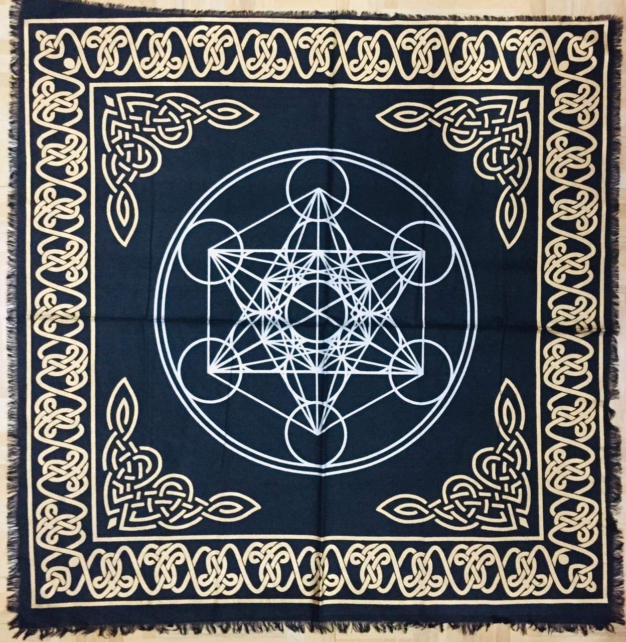 AVA Collections Altar cloth 24 x 24 inches Gold Silver Tarot Table Cloth Spiritual Healing Tarot Table Mat Prints Board Game Table Cover (Metatron)