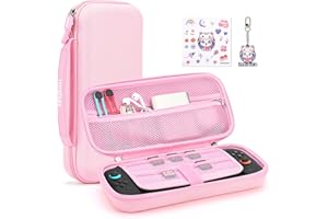 innoAura Switch 2 Carrying Case for NS Switch 2 (2025), with 9 Game Card Slots, Protective Travel Storage Case, Cute Pendant and Sticker, Pink
