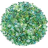 uxcell 1000 Pcs Mixed Glass Seed Beads, 1-4mm Mini Loose Glass Bugle Beads for DIY Earrings, Necklaces, Bracelets, Jewelry Making, Green
