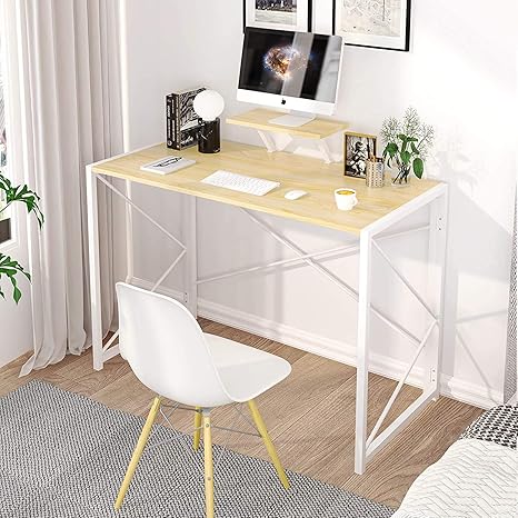 Msmask Schreibtisch Klapptisch Computertisch Einfacher Kleiner Tisch Fur Das Home Office Platzsparend Buche Stander Amazon De Kuche Haushalt Wohnen