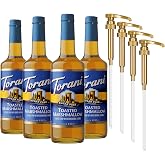 Torani Sugar Free Coffee Syrup, Toasted Marshmallow Flavored Syrup for Drinks, Zero Calorie, Glass Bottle 4-Pack, Pumps Included, 25.4 Fl Oz