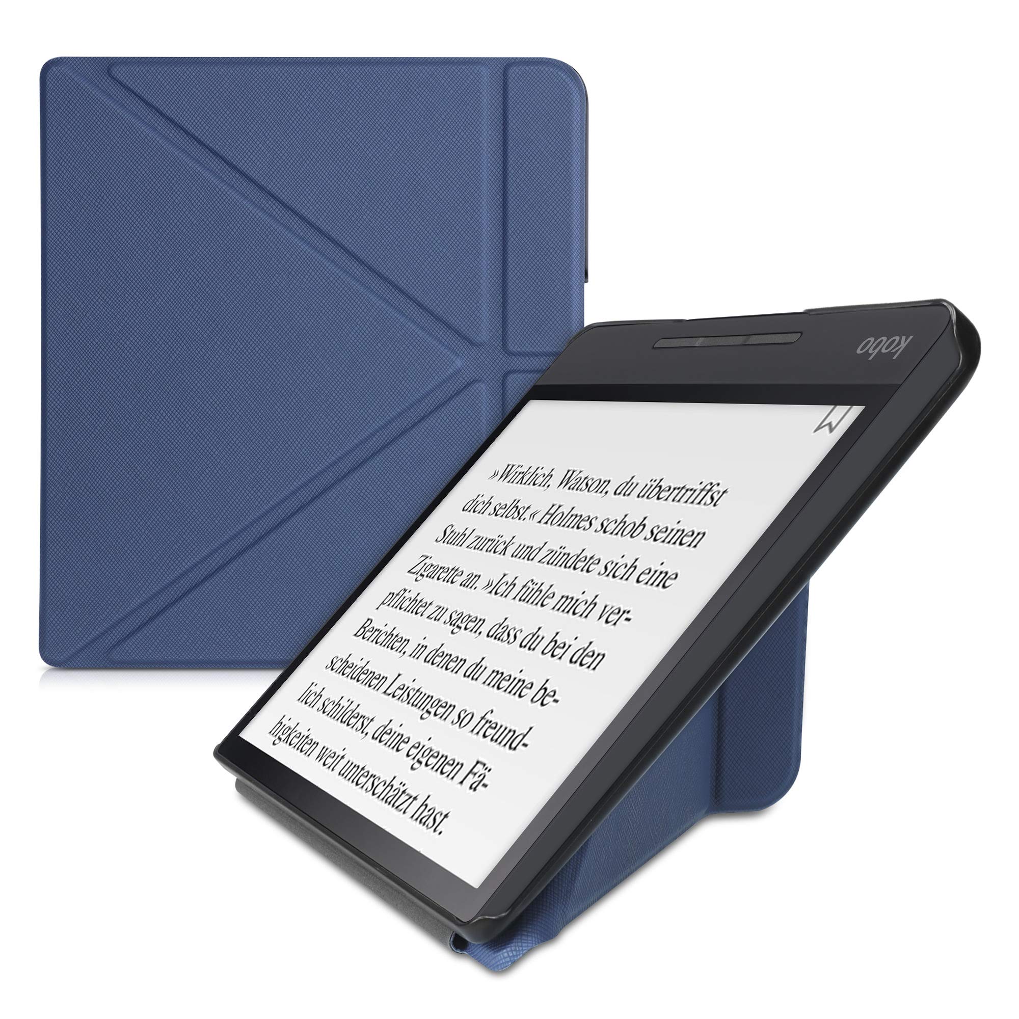 kwmobile Origami Cover for Kobo Forma Case - Slim PU Leather eReader Cover with Stand and auto sleep funktion - Dark Blue