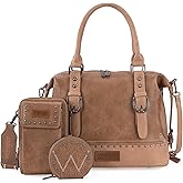 Wrangler 3Pcs Doctor Bag Sets for Women Top-handle Satchel Bag with Cell Phone Handbag and Coin Purse