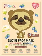 7th Heaven Sloth Face Sheet Mask Lotus Blossom Blueberry for Kids view 1