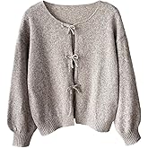 WDIRARA Girl's Tie Front Cardigan Sweaters V Neck Long Sleeve Knit Outerwear