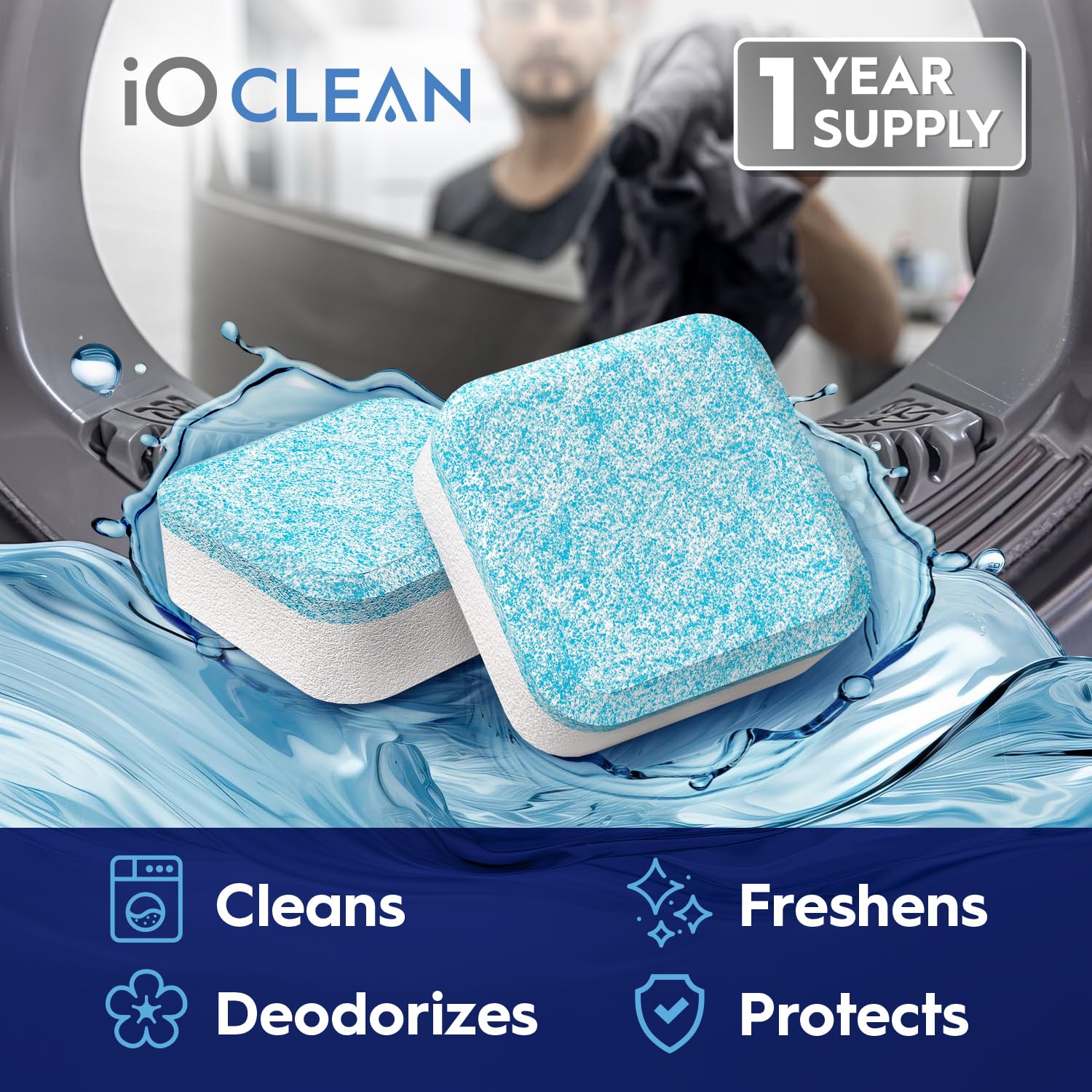 Washing Machine Cleaner and Descaler Tablets 24 Pcs - Deep Clean and Descaling for HE Front and Top Loaders Washer - High-Efficiency Tablets for a Fresh, Spotless Laundry, Remove Odor - 1 Year Supply