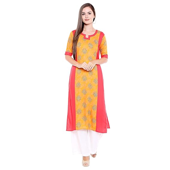 OOMPH! Womens Rayon straight Kurta