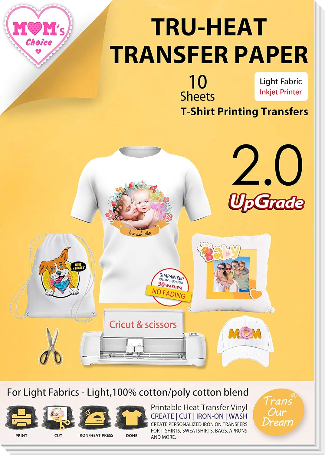 Papel de Transferencia Fácil de Usar Sin Impresión de Espejo （A4x10 Hojas）Papel  Transfer Para Camisetas Blancas y Tejitos Claros Plancha Térmica Camiseta  ES-2-10 TransOurDream Real Oficina y papelería Papel futakuchi-hakata.com