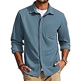 PJ PAUL JONES Men's Button Down Shirt Texture Wrinkle Free Shirts Long Sleeve Waffle Untucked Shirt
