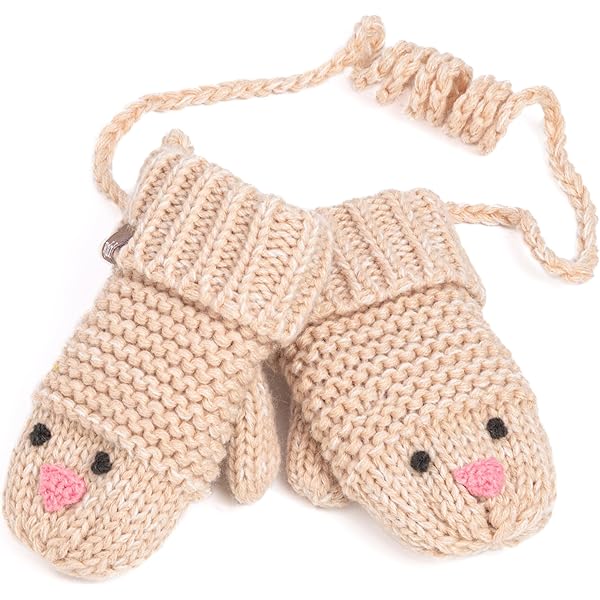KNITAS Double Layer Knitted Wool Gloves For Baby Toddler I Winter Warm Knitted Gloves For Boys And Girls 0.5-7 Years Comfortable Soft Mittens In Beige Pink Grey, Beige, Größe 4 (für 0,5