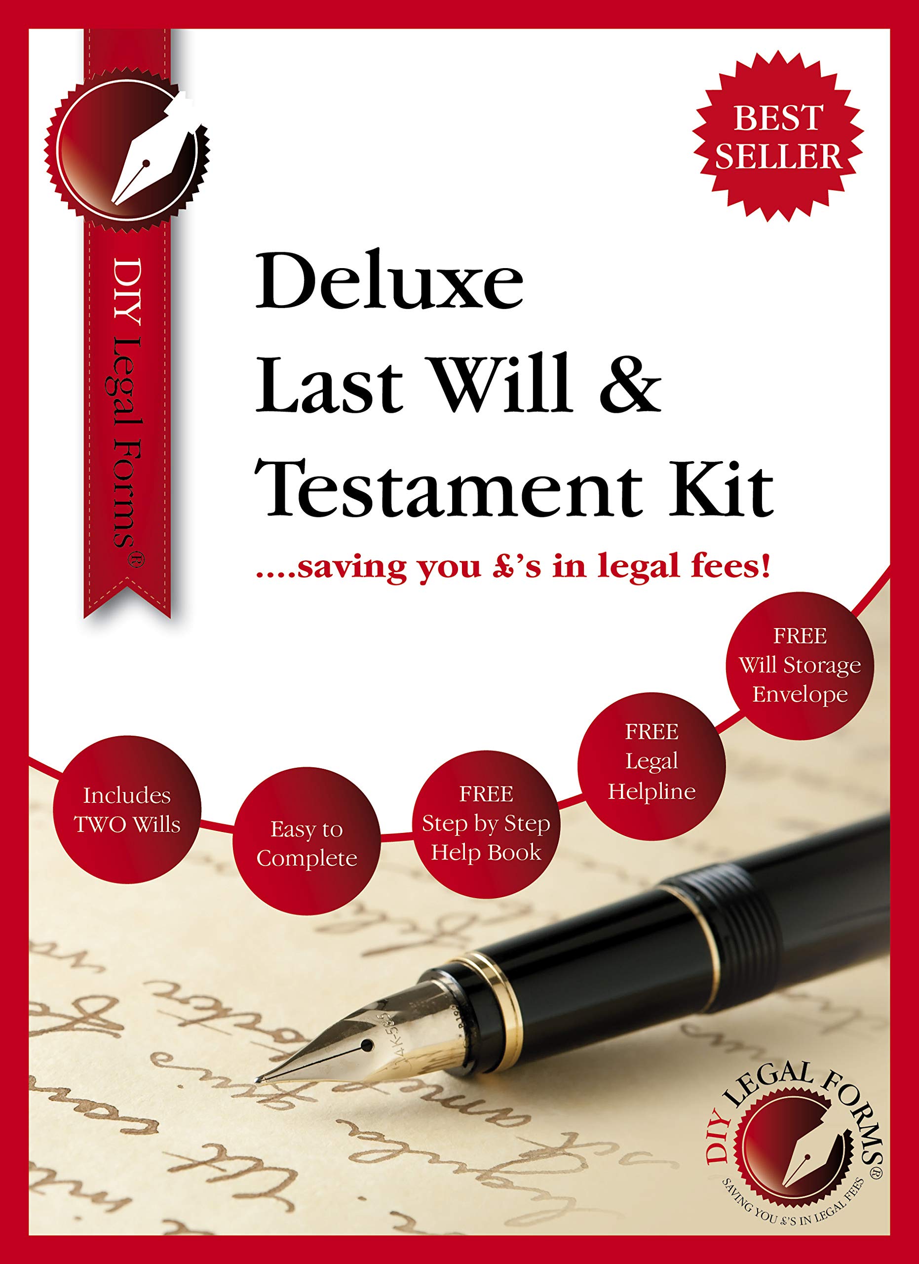 DIY Legal Forms Deluxe Last Will and Testament Kit, 2024-25 Edition. Solicitor Approved. for up to Two People.