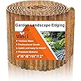 Vinci Garden Landscape Edging Border, 12 Inch x 20 FT Corrugated Sturdy Metal Easy Installation Safe Hemmed Lawn Garden Border Edges for DIY Flower Beds,Pathways and Patio Design (Rusted)