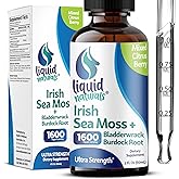 Liquid Naturals Irish Sea Moss Drops - Citrus Berry Flavor - 92+ Essential Minerals & Vitamins - Energy, Skin, Gut, Recovery - Bladderwrack and Burdock Root - 2 fl. oz