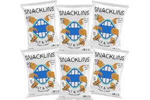 SNACKLINS Plant Based Crisps SEA SALT & VINEGAR - Gluten Free, Grain Free, 100% Kosher, Vegan Healthy Snacks, Crunchy Puffed Snack, Only 100 Calories Per Bag - .9oz Bag (Case of 6)