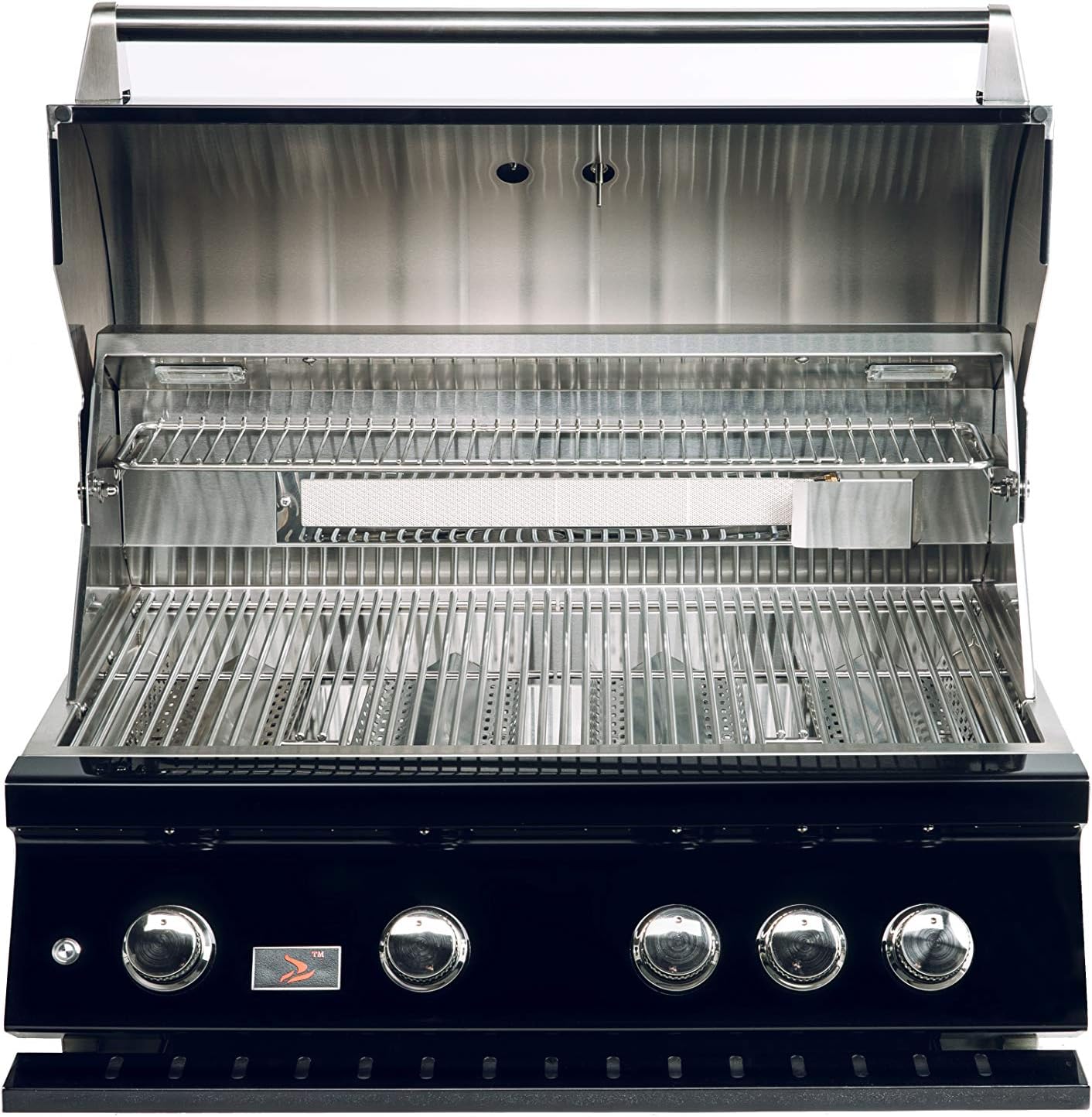 review Bonfire 34-inch-4 Burners Black Propane Built-in Grill with Infrared Rotisserie Burner, Blue LED Lights and Free Cover(CBB4-B-LP)