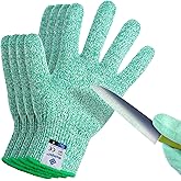 Numjot Cutting Gloves, Food Grade Level 5 Protection, Safety Kitchen Cut Gloves for Oyster Shucking, Fish Fillet Processing, Mandolin Slicing, Meat Cutting and Wood Carving. (Green-Small 2 Pairs)