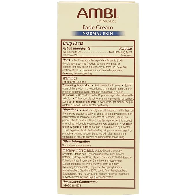 ambi skincare fade cream ingredients