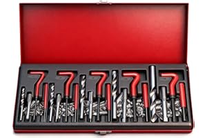 SEDY Metric Helicoil Thread Repair Kit: 131-Piece Heli Coil HSS Drills Inserts Taps & Tools M5 M6 M8 M10 M12 Automotive Engine Spark Plug Cylinder Insertion Rethreading Tools Universal Rethread Restorer