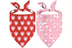 XGXHZYLC Valentine's Day Dog Bandana, 2 Pack Adjustable Holiday Party Birthday Pets Valentine Day Bandana Triangle Bibs Cat Scarf Set