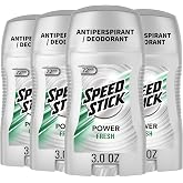 Speed Stick Power Antiperspirant Deodorant, Fresh Scent, 3.0 oz (4 Pack) | 72-HR Sweat &amp; Odor Protection, Underarm Antiperspirant for Men, Male Grooming, Everyday Use, Active Lifestyles