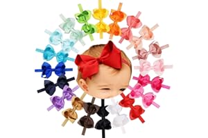 CÉLLOT Baby Girls Headbands Grosgrain Ribbon 4.5" Hair Bows Headband Big Bow Hair Bands for Toddler Pack of 20