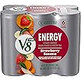 V8 +ENERGY Strawberry Banana Energy Drink, Made with Real Vegetable and Fruit Juices, 8 FL OZ Can (Pack of 6)
