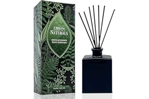 Urban Naturals Balsam Forest Reed Diffuser Oil Set – Fraser Fir, Evergreen, Pine, Woodsy Cedar and Sandalwood – 5 Ounce Sleek Black Rectangular Refillable Glass Bottle – Made in The USA