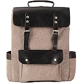 BRASS TACKS Leathercraft Backpack for Men Women Vintage Waterproof Waxed Canvas Leather 15.6" laptop Travel Rucksack