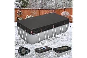 QH.HOME Winter Rectangular Pool Cover for 12x24 Ft Bestway/Intex/Coleman Frame Rectangular Pool, Upgraded Heavy Duty Fabric&Ultimate Windproof with Fast Tightening Ratchet,Cold and UV Resistant
