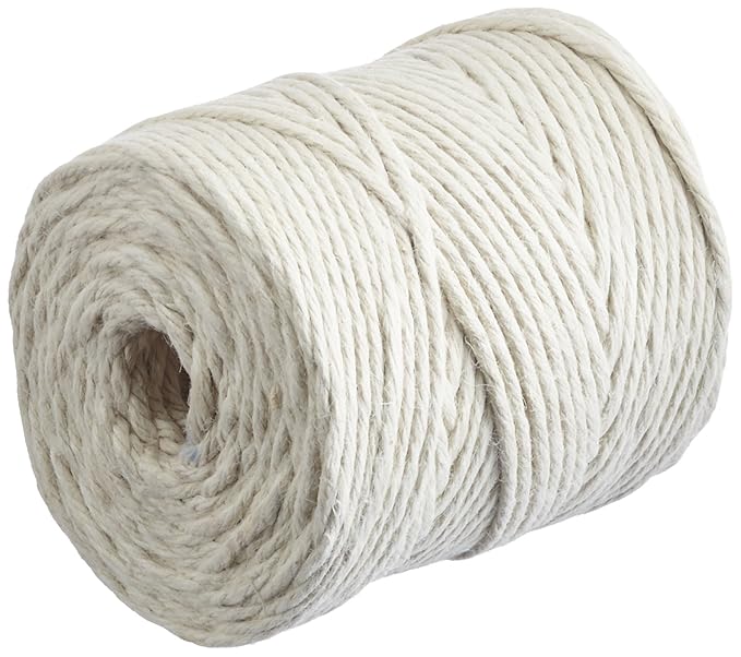 Rayher 4200502 Jutegarn, 6 fach, 6 mm ø, Spule 120 m, weiß, Jute-Schnur, Bindegarn, Bindeschnur, Dekokordel, Jutekordel