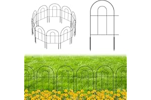 MOOACE Decorative Garden Fence 10 Pack, Total 10ft(L) x 24.5in(H) Rustproof Metal No Dig Fence, Garden Fencing Animal Barrier, Flower Fences and Borders for Dog, Yard, Patio, Outdoor Decor, Black