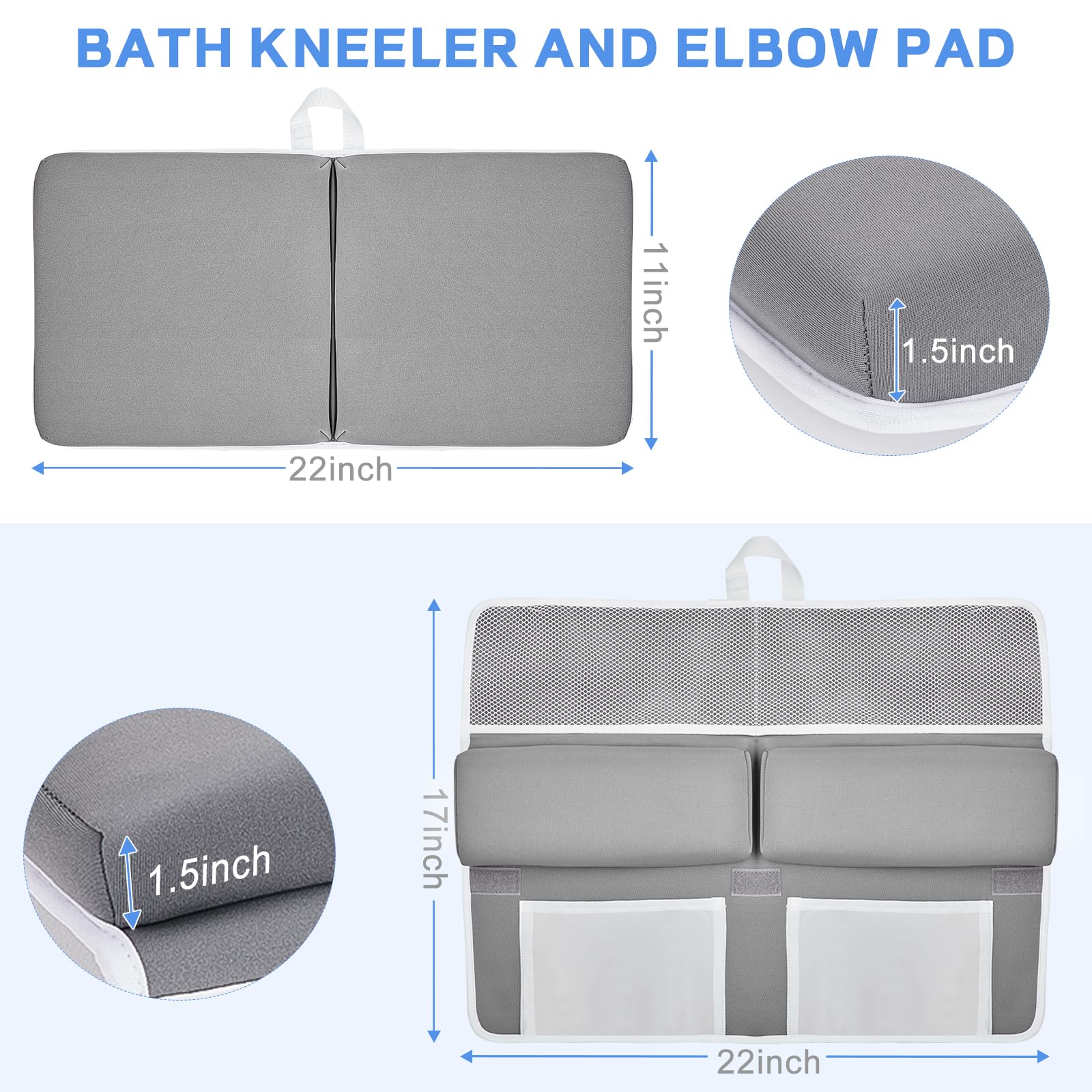 Baby Bath Kneeler and Elbow Rest Pad Set, Bathtub Kneeling Pad, Baby Accessories for Bath, Relieve Your Knees and Elbows