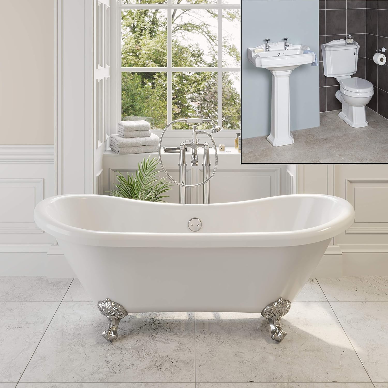 Park Lane Traditional Bathroom Suite Double Ended Bath Ball Feet