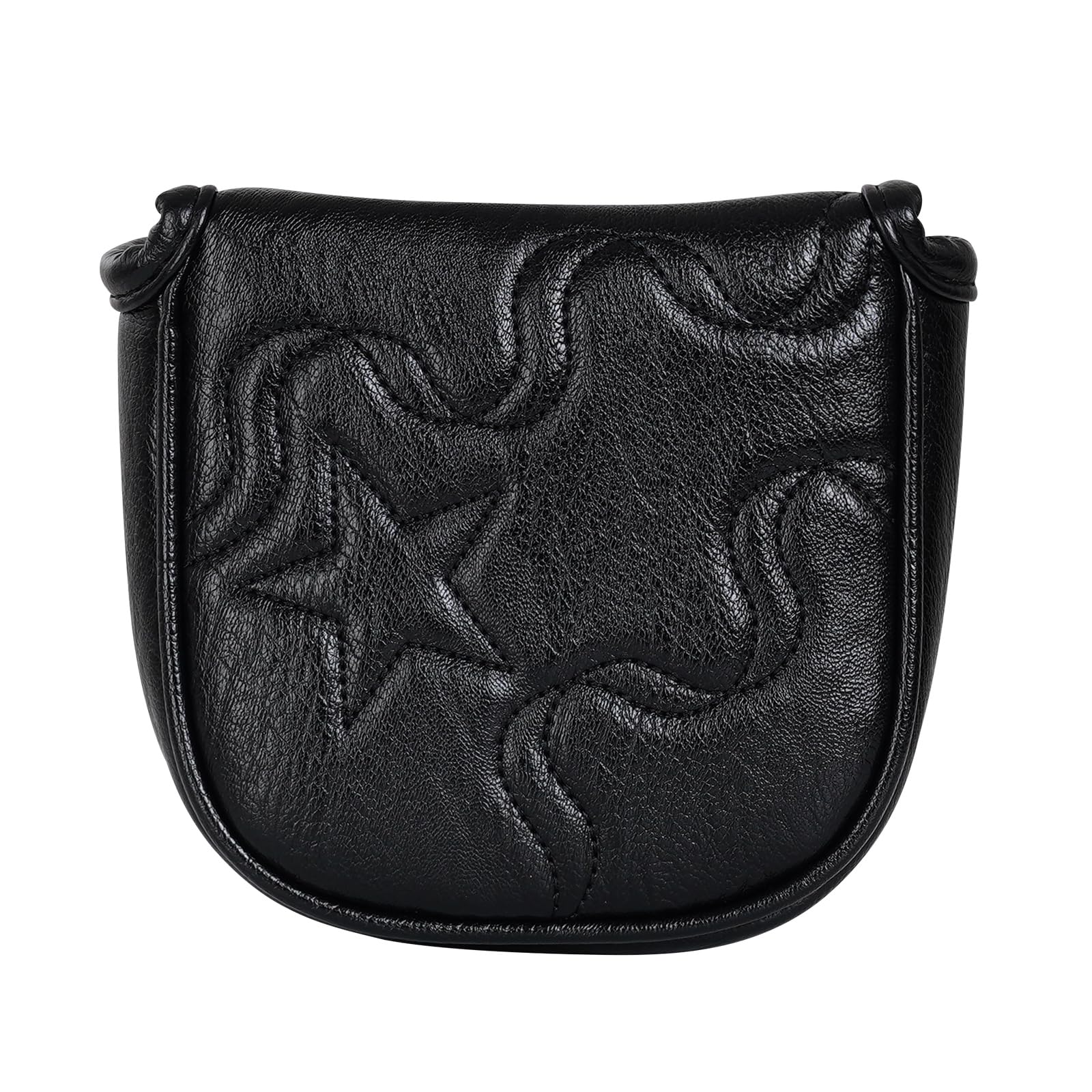 Golf Mallet Square Putter Cover Magnetic Heel-Shaft Headcovers Star Pattern Black PU Leather