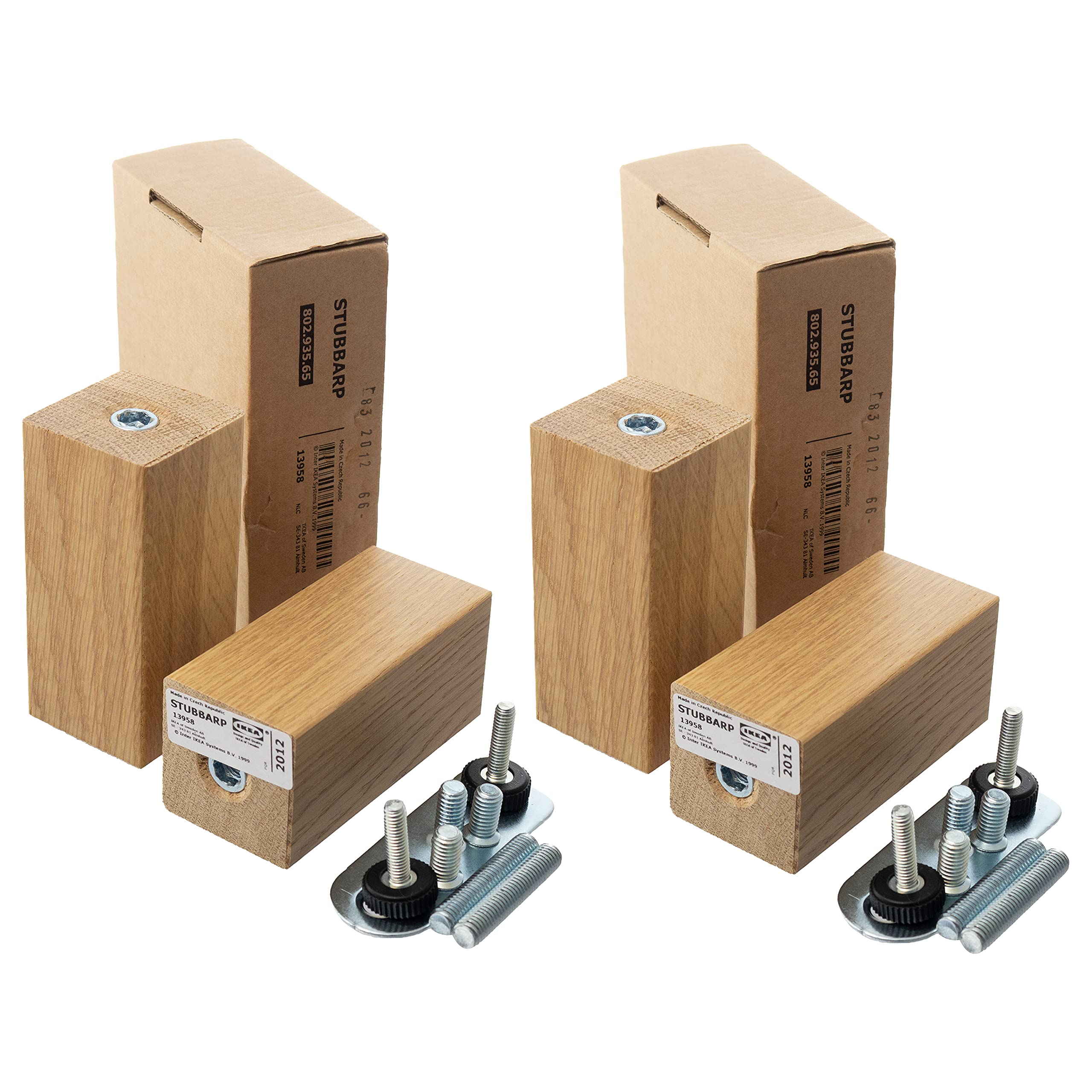 IKEA STUBBARP (BESTA) Legs, Solid Wood, Oak Effect - Set of 4