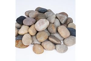 Pulovin 20 lbs River Rocks for Landscaping, 2"-3" Garden Rocks Outdoor Landscaping, Decorative Patio Stones for Planters, Flower Pots, Vase, Walkways, Yard, Natural Rocks for Aquarium, Fish Tank