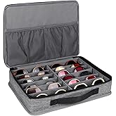 Bukere Sunglasses Organizer Case, Adjustable Slots for Multiple Pairs, Travel Eyeglasses Storage Box, Glasses Holder