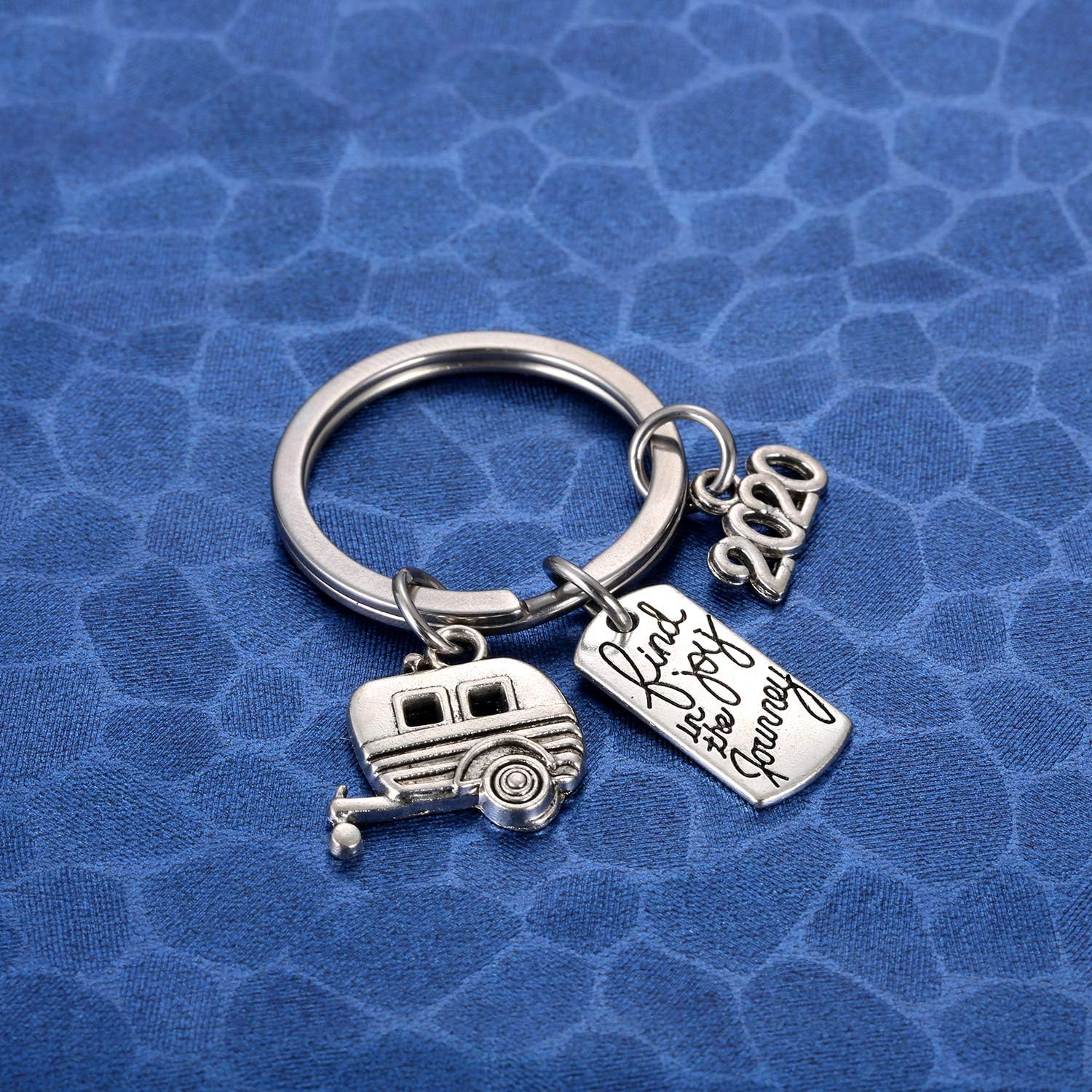 2020 Find Joy in The Journey Keychain Happy Camper RV Trailer Key Chain Enjoy Retirement Keyring for Boss and Coworker Gift at  Men’s Clothing store