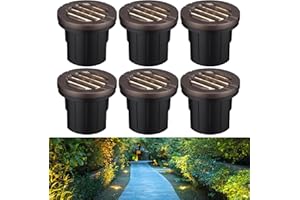 LEONLITE Dia. 4 Inch Well Lights Landscape LED In Ground, Grated Top, 3000K Warm White, 12-24V AC/DC CRI90 Low Voltage Garden Landscaping, Oil Rubbed Bronze Aluminum Housing, Pack of 6