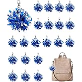 SXoonKing 20Pcs Cheer Pom Pom Keychain Bag Charms Cheerleader Gifts Bulk Foil Cheer Keychains for Women Bag Accessories