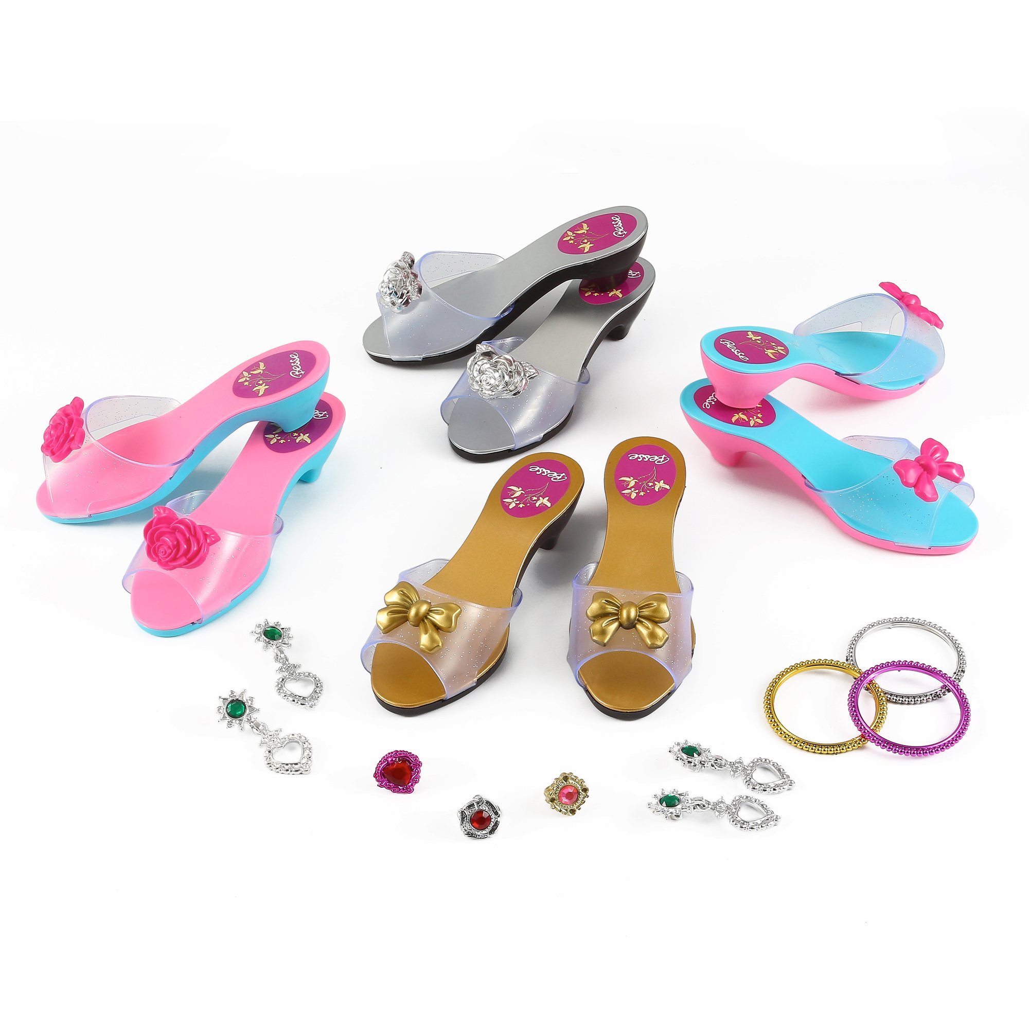 Princess Dress Up Play Shoe and Jewelry Boutique (Includes 4 Pairs of