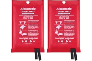 ALSTONAZIA Fire Blanket Emergency for Kitchen and Home - 40” x 40” Fire Blankets Suppression Fire Retardant Blankets for House Fireproof Blanket for Fireplace Outdoor Grill Stove School (2PACK)