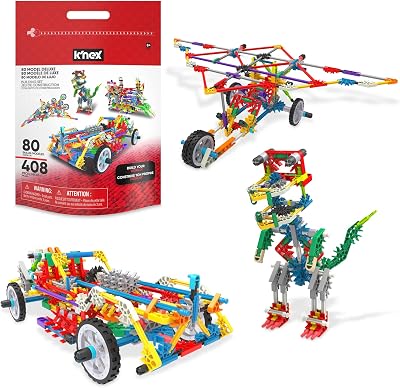 Basic Fun K'NEX Deluxe Building Set 408 Pieces 80 Model Ideas STEM Kit