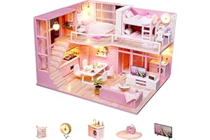 Flever Dollhouse Miniature DIY House Kit Creative Room with Loft Apartment Scene for Romantic Artwork Gift (Dream Angel)