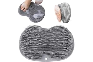 SHBLOMK Shower Foot Scrubber, Wall Mounted Bath Massage Pad, Back Scrubber Back with Non Slip Suction Cups to Improve Circulation, Soothe Achy Feet (Grey)