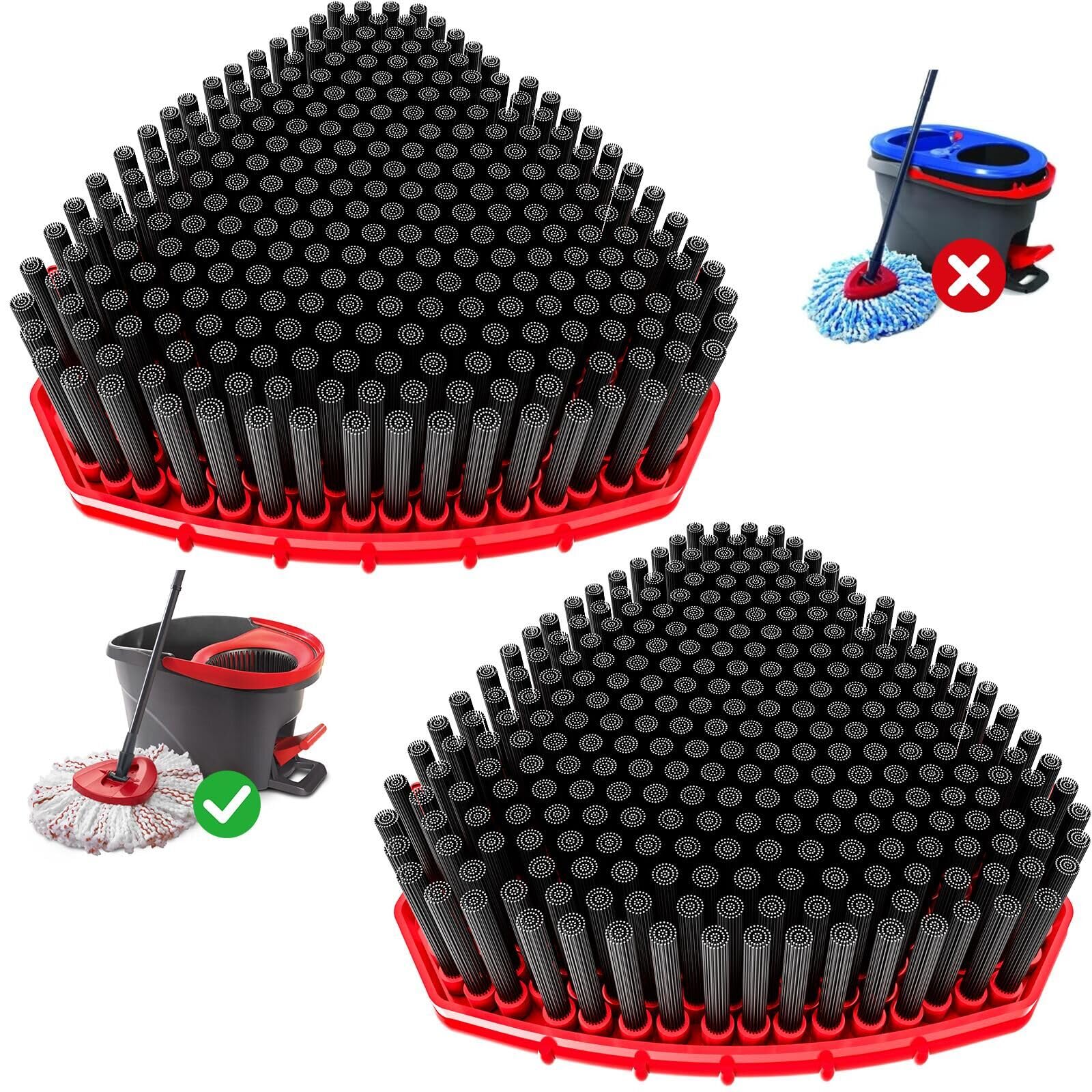 Photo 1 of 2 Pack Upgraded Spin Mop Replace Head Compatible with O Cedar EasyWring 1 Tank, Strong Cleaning Power-Scrub Brush Replacement Scrubber Head Great for Kitchen, Deck, Bathroom, Shower, Hard Floor