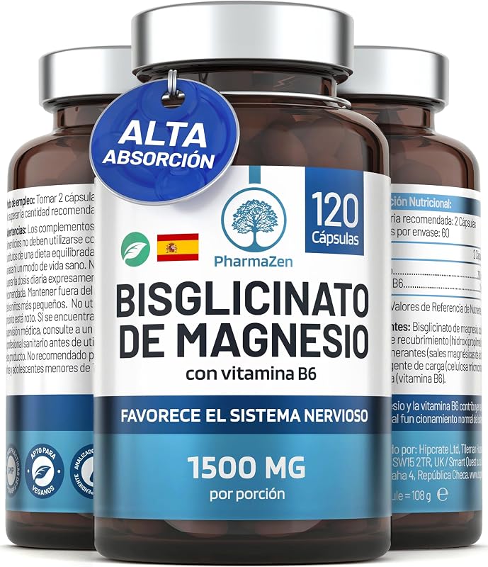 Bisglicinato de Magnesio 1500 mg con vitamina B6 - Sueño y energía