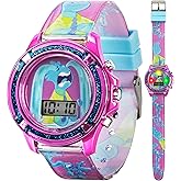 Disney Elemental Wade Kids' Watch – Luminous Water-Themed LED Display, Wade Ripple Purple Strap, Educational & Water-Resistant, Tin Box Included